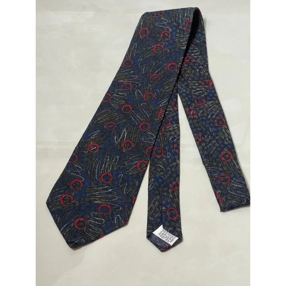 Emilio Pucci Mens Silk Necktie Multicolor Circle Pattern - Picture 1 of 6
